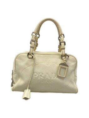 Prada Handbag Vitello Daino Ivory Mini Boston Leather